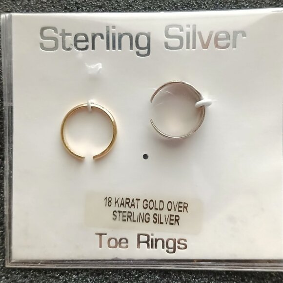 Sterling Silver & 18K Gold Over Sterling Toe Rings Set of 2 NWT (Missing 1) - Picture 1 of 5